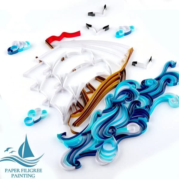 Quilling Kit Raidat Kaunis Purjelaiva 40x50 cm