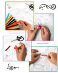 Miniatyrbillede 5 af 7: Quilling Kit Striber Hjerte Blomst 40x50 cm