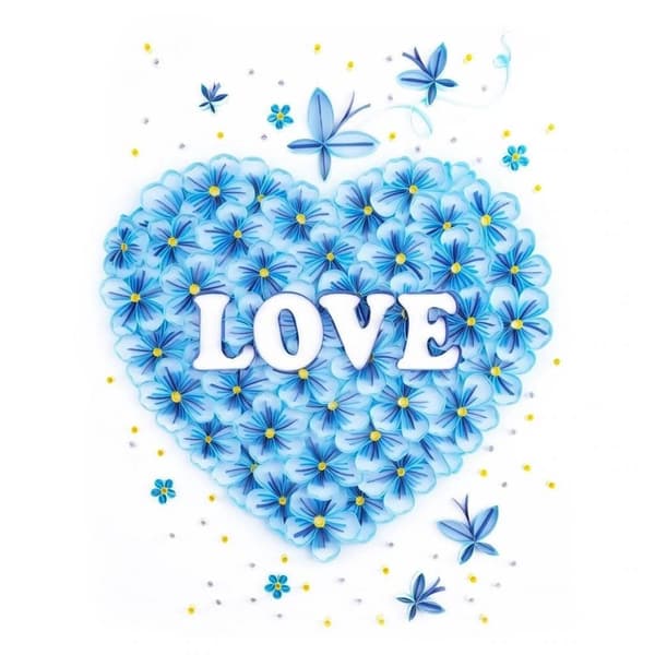 Quilling Kit Striber Hjerte Blomst 40x50 cm