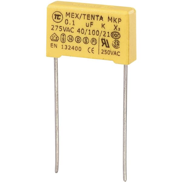 TRU COMPONENTS MKP-X2 1 stk MKP-X2-støjfjernerkondensator med radial tråd 0.1 µF 275 V/AC 10 % 15 mm (L x B x H) 18 x 5