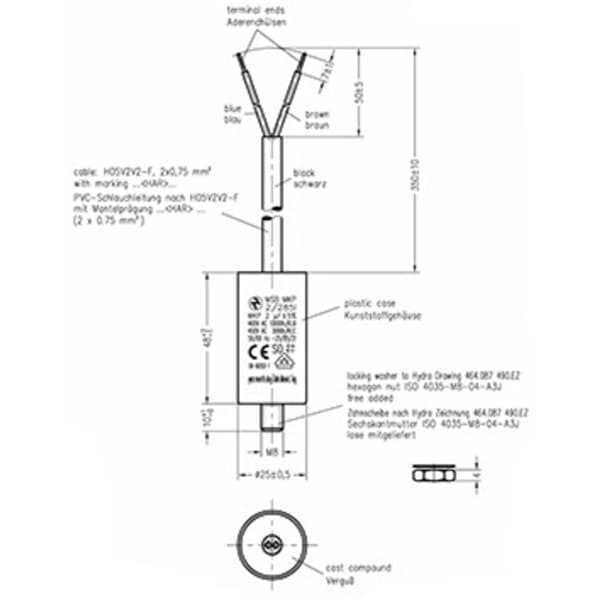 Hydra MKP_285_MSB 2uF 25x48 1 st MKP Motorkondensator 2 µF 450 V/AC 5 % (Ø x L) 25 mm x 48 mm