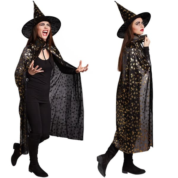 Hatt och cape till Halloween för vuxna - 120 cm
