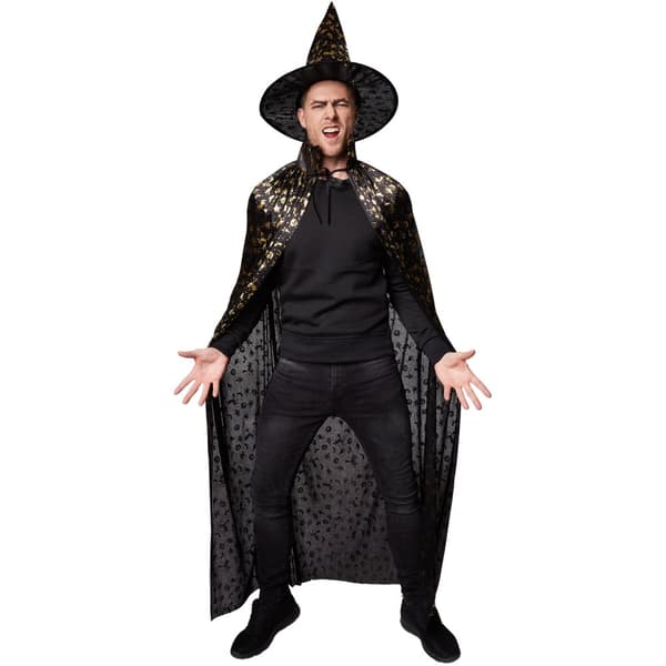 Hatt och cape till Halloween för vuxna - 120 cm