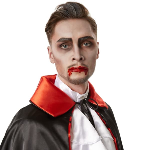 Vampyrkappe med flagermusmotiv - sort/rød