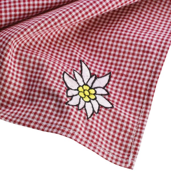 Halstørklæde med blomst - rød/hvid