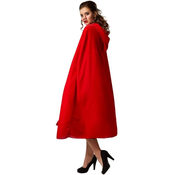 Sammetscape med huva - 158 cm, röd