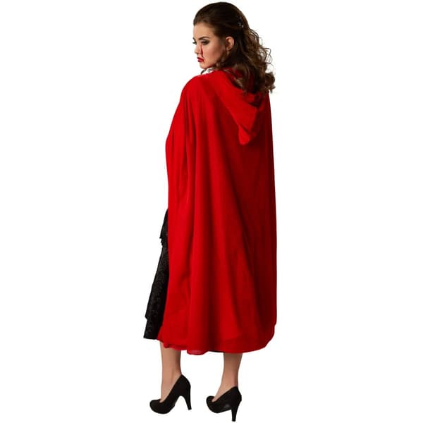 Sammetscape med huva - 158 cm, röd