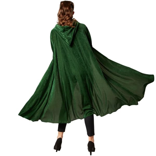 Sammetscape med huva - 158 cm, grön