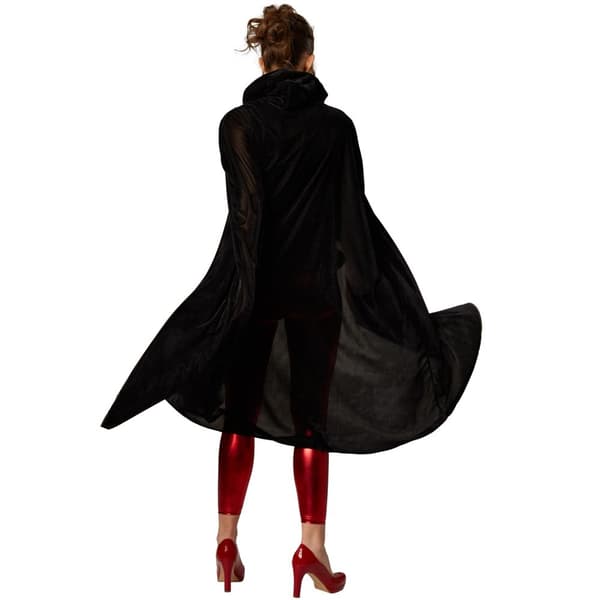 Sammetscape med huva - 158 cm, svart