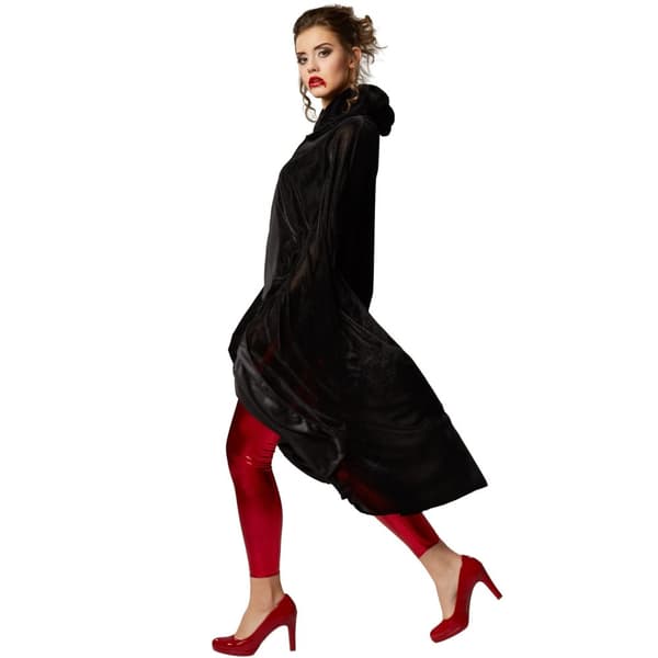 Sammetscape med huva - 158 cm, svart