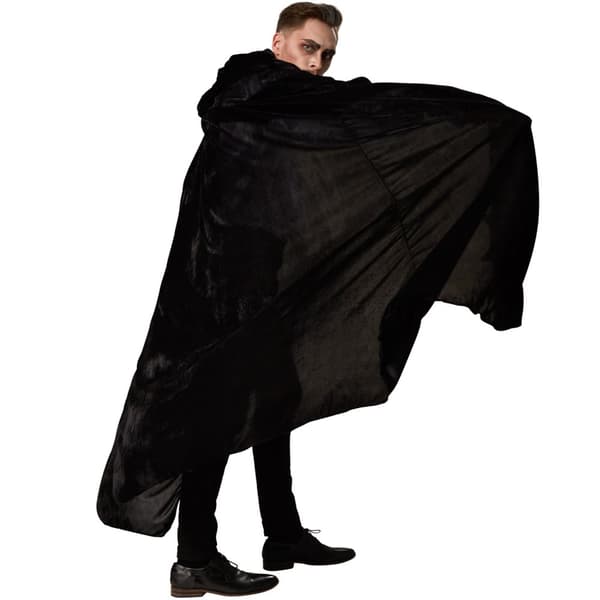 Sammetscape med huva - 158 cm, svart