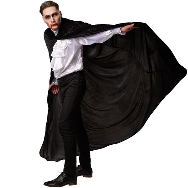 Silkekappe med hætte - 116 cm,sort