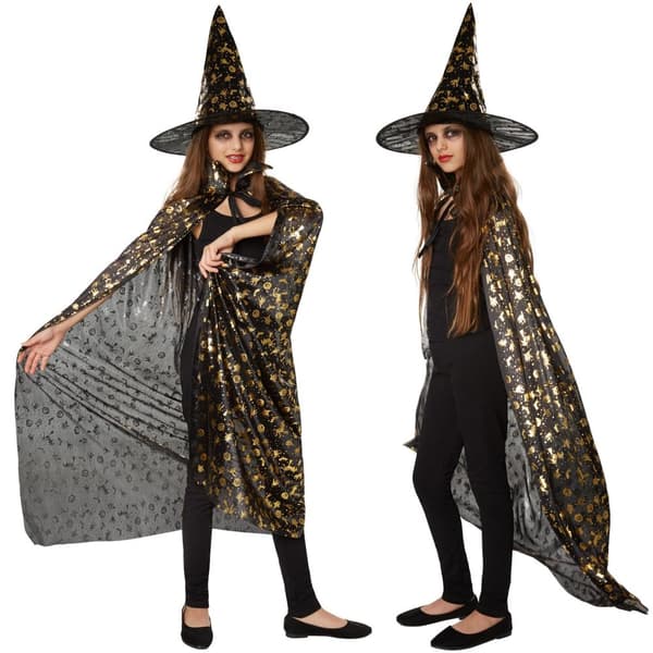 Unisex børnesæt med hat og kappe Halloween - 60 cm