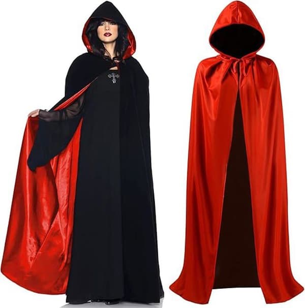Vampire Cape Halloween Cape,Black Cape Red Cape Double Face Cape, Vampire Women Halloween Cape Men - 175cm