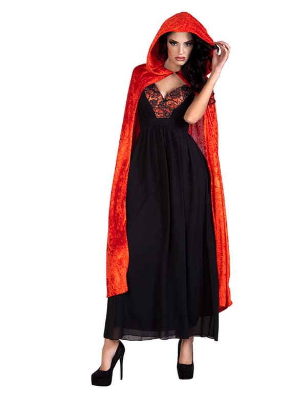 Kapp rød fløyelslook 120 cm Halloween adule.Size-One size