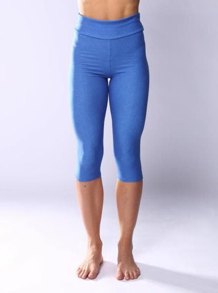 Blå capri leggings i mjukt borstat material