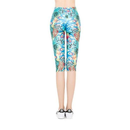 Blå Mönstrade Capri Leggings