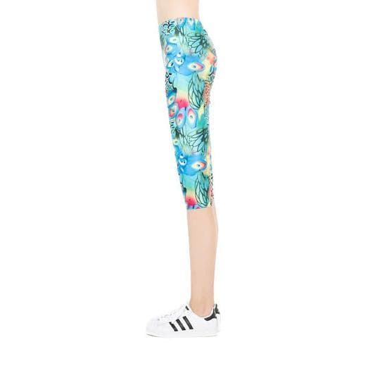 Blå Mönstrade Capri Leggings