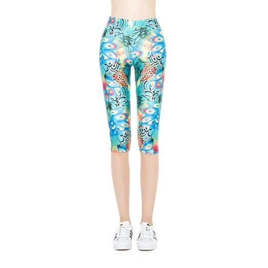 Blå Mönstrade Capri Leggings multifärg S