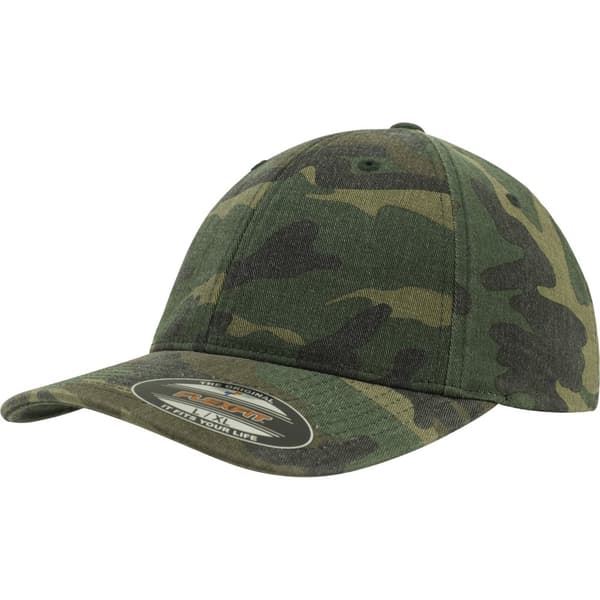 Flexfit Garment Washed Camo Baseball Cap Green Camo L/XL
