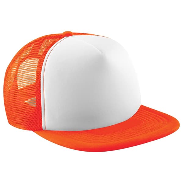 Beechfield Vintage Plain Snap-Back Trucker Cap (Pack of 2) Orange/White One Size