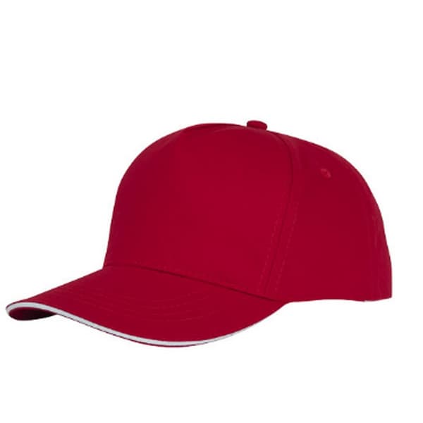 Bullet Unisex Ceto 5 Panel Sandwich Cap Red One Size