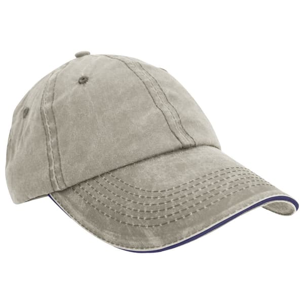 Result Tvättad basebollkeps av bomull med sandwich-peak (2 st.) Putty/Navy One Size