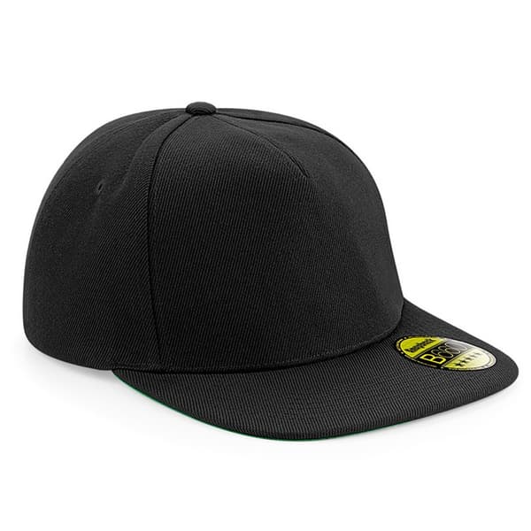 Beechfield Unisex Original Flat Peak Snapback Cap Black/ Black/ Black One Size