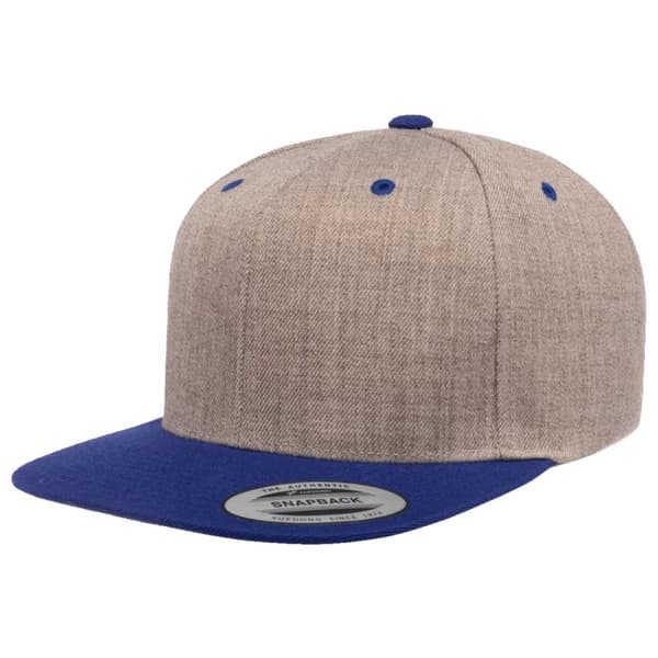 Yupoong Mens The Classic Premium Snapback 2-Tone Cap Heather/Royal Blue One Size