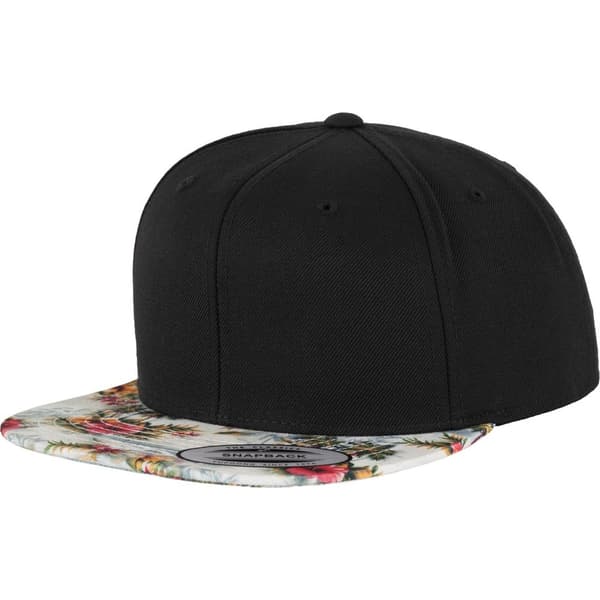 Yupoong Mens Fashion Print Premium Snapback Cap Black/Floral Mint One Size