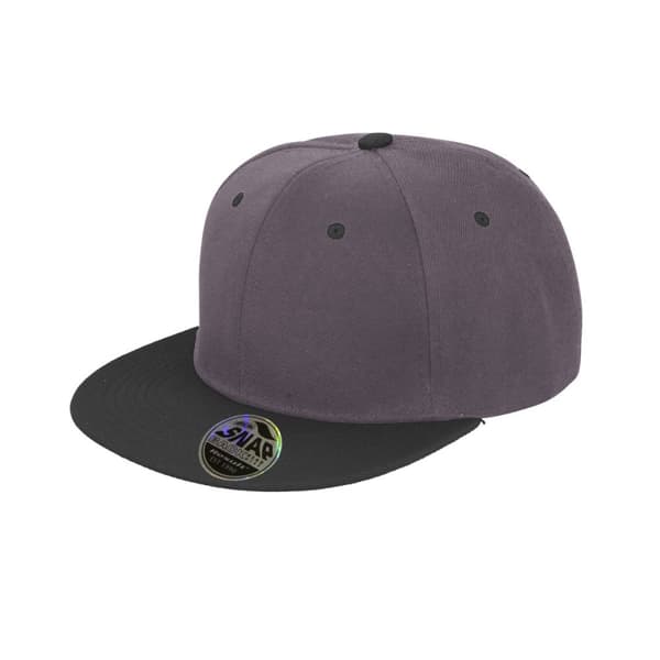 Result Unisex Core Bronx Original Flat Peak Snapback Dual Colour Cap Heather Grey/Black One Size
