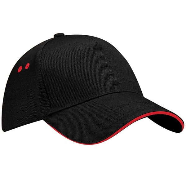 Beechfield Unisex Ultimate 5 Panel Kontrast Baseball Cap med Sandwich Peak / Hovedbeklædning (Pakke med 2)