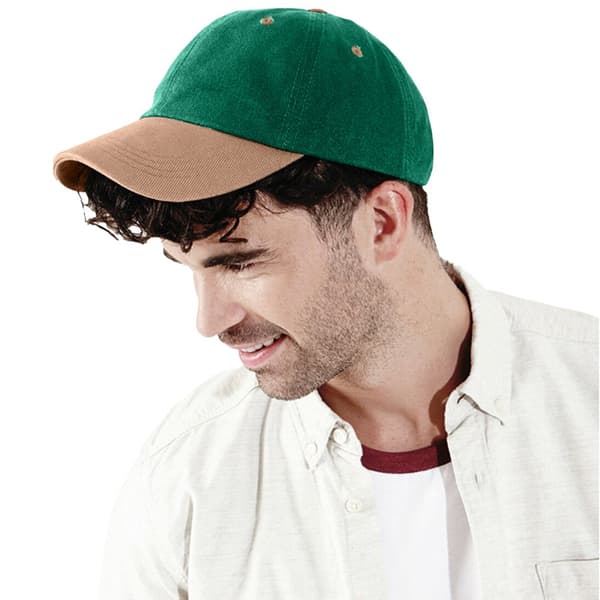Beechfield Unisex Baseball Cap i kraftig børstet bomuld med lav profil