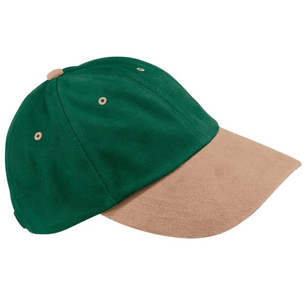 Beechfield Unisex Baseball Cap i kraftig børstet bomuld med lav profil Forest/Taupe One Size