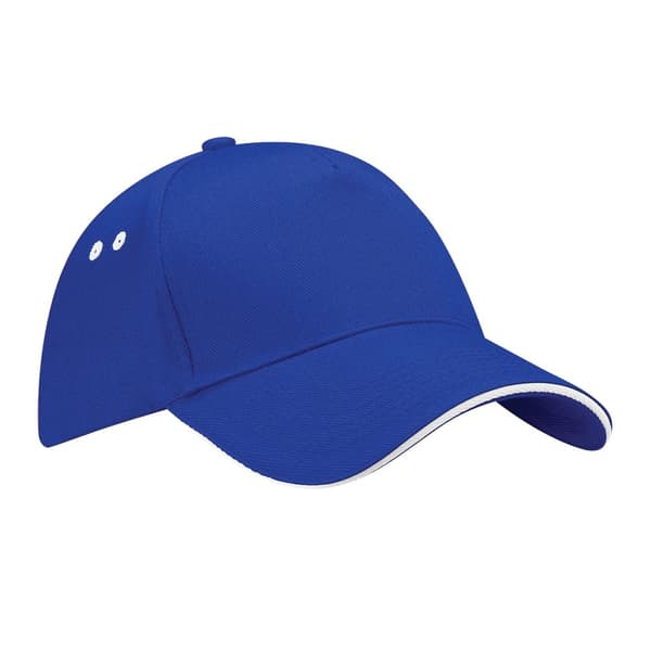Beechfield Unisex Ultimate 5 Panel Contrast Baseball Cap med Sandwich Peak / Headwear Bright Royal/White One Size