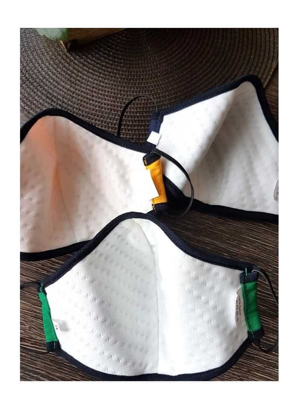 Blue washable face mask in fabric , for children / adults