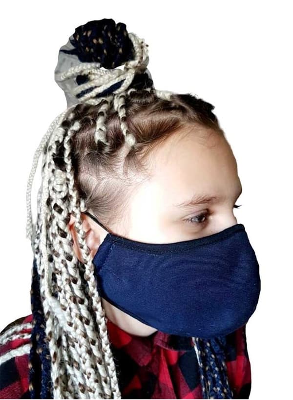 Blue washable face mask in fabric , for children / adults