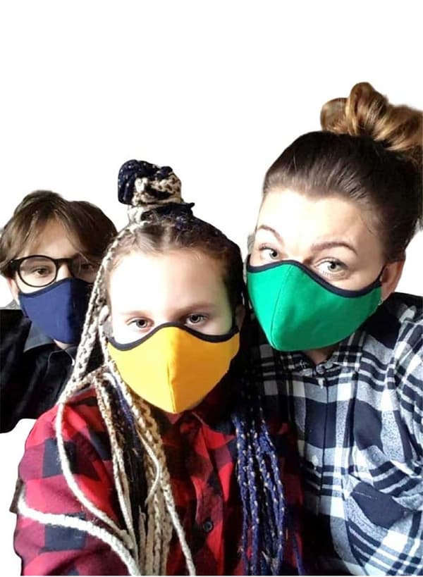 Blue washable face mask in fabric , for children / adults
