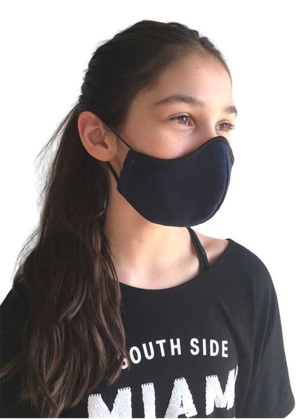 Blue washable face mask in fabric , for children / adults