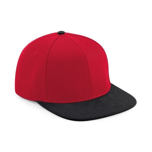 Beechfield 6 Panel Snapback Cap Red/Black One Size
