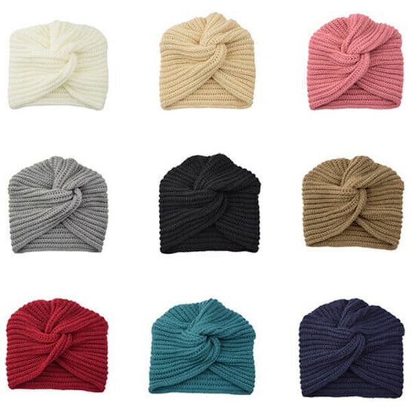 Women Warm Winter Knit Turban Cross Twist Wrap Cap