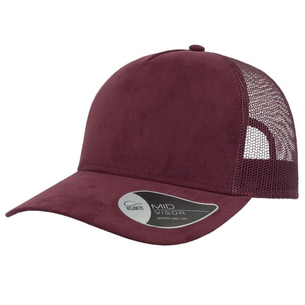 Atlantis Rapper Faux Suede 5 Panel Trucker Cap Burgundy One Size