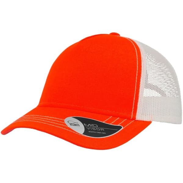 Atlantis Rapper Canvas 5 Panel Trucker Cap Orange/White One Size