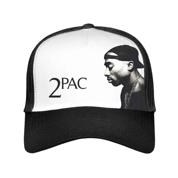 Tupac Shakur Unisex Adult Profile Photo Mesh Panel Baseball Cap Black/White One Size