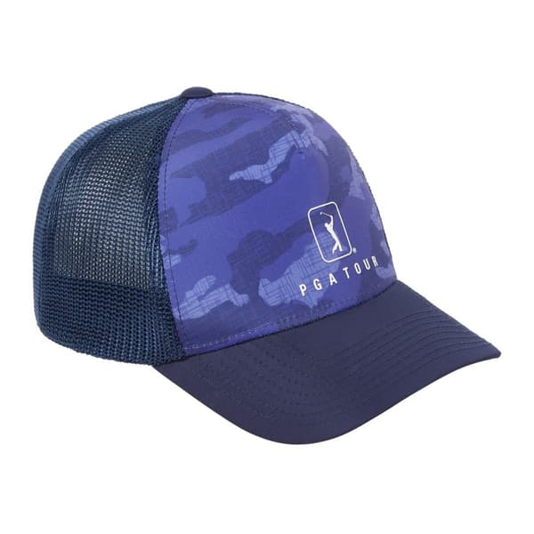 PGA Tour Golf Mens Camo Trucker Cap Peacoat One Size