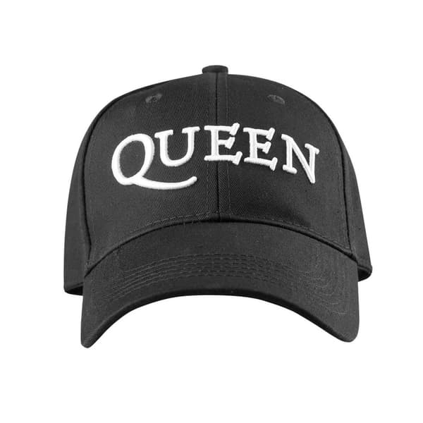 Queen Unisex baseballkasket med voksenlogo Black/White One Size
