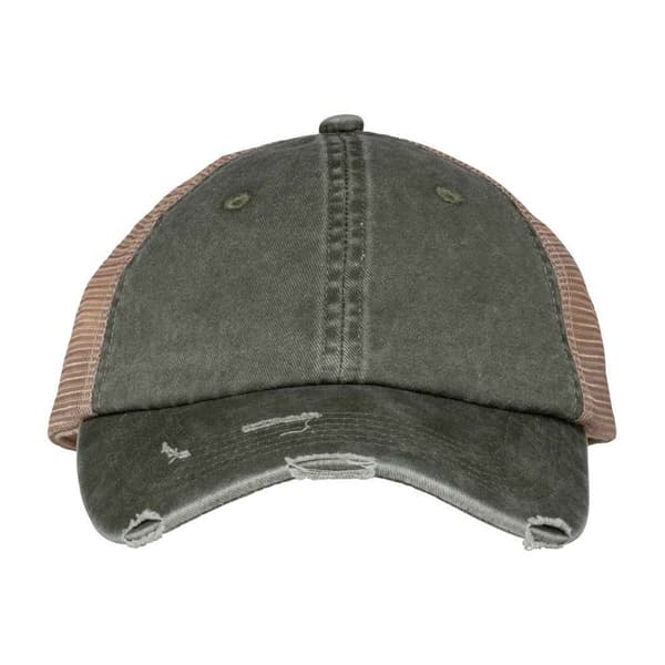Native Spirit Unisex vuxen Destroy tvättad truckerkeps Khaki Green/Beige One Size