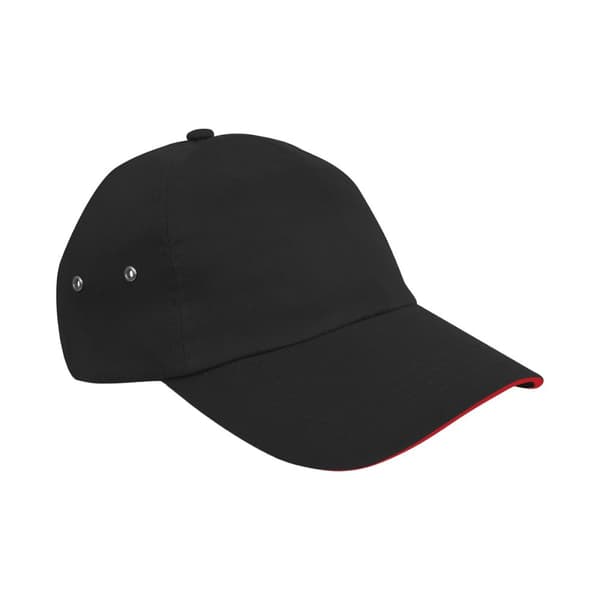 Result Headwear Unisex Adult Printers 5-panels keps i plyschbomull Black/Red One Size