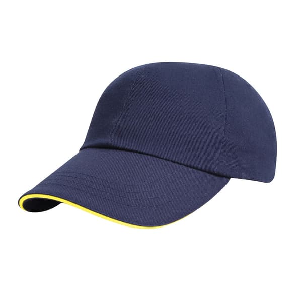 Result Basebollkeps med Sandwich-topp i kraftig borstad bomull Navy/Yellow One Size
