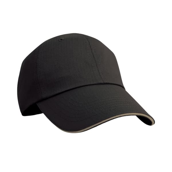 Result Headwear Basebollkeps med Sandwich Peak och fiskbensmönster Black/Tan One Size